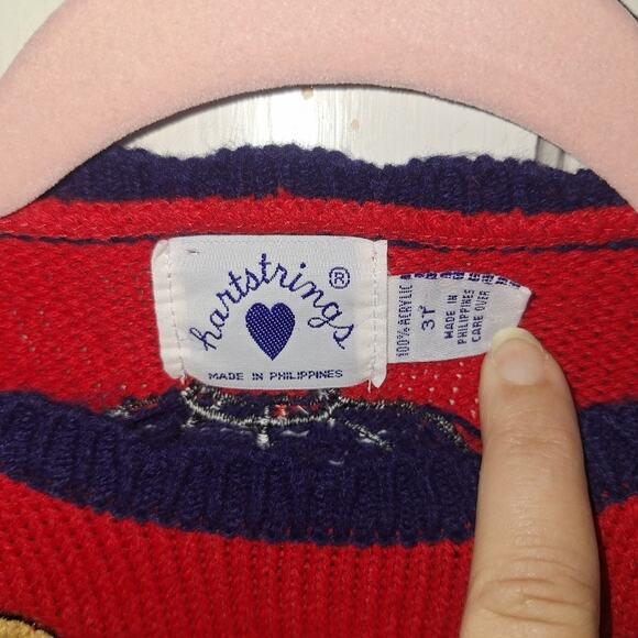Vintage Hartstrings 3T Toddler Baby Kids Sweater Red With Mini Sweater Design - Picture 3 of 3